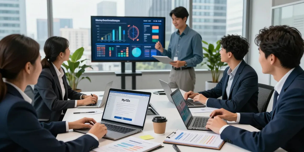 Team discussing My O2 business login strategies in a collaborative office space.