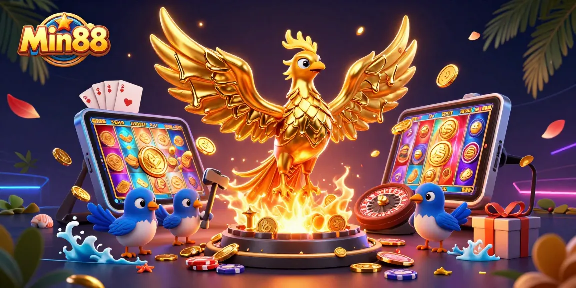 Min88 offers exhilarating casino experiences with a dynamic golden phoenix and engaging game elements.