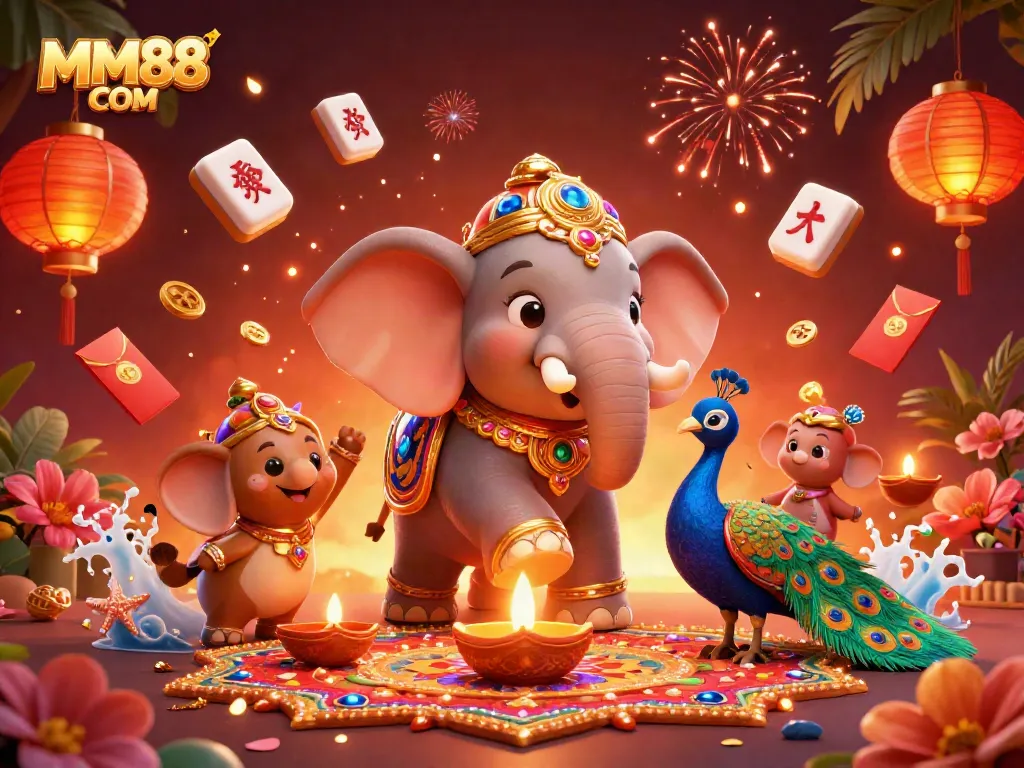 Engage in thrilling gameplay with MM88 COM featuring vibrant Asian-themed art and dynamic casino elements.