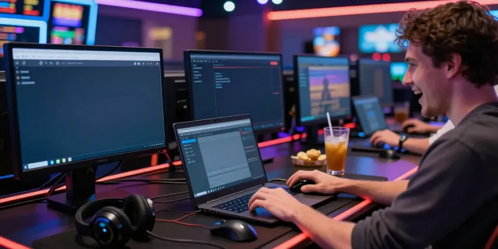Exciting scene of online players exploring gambling sites not on GamStop.