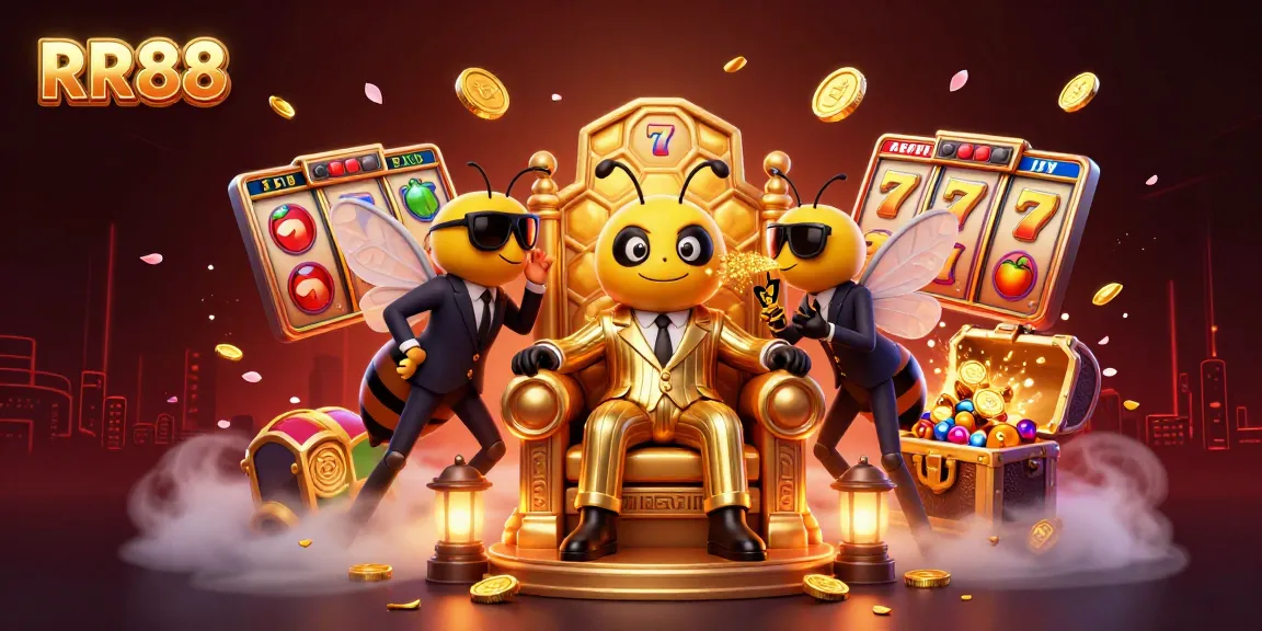 Experience thrilling casino excitement with RR88 as you spin slot reels amidst a dynamic 3D world of gaming.
