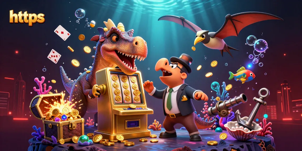 Experience thrilling jackpots at https with cartoon dinosaurs celebrating in a vibrant casino scene.