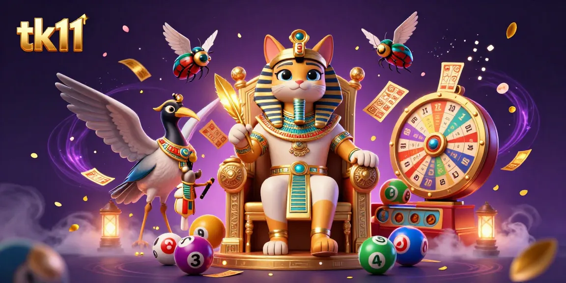 Enjoy thrilling tk11 gaming action with a vibrant casino illustration featuring dynamic symbols and characters.